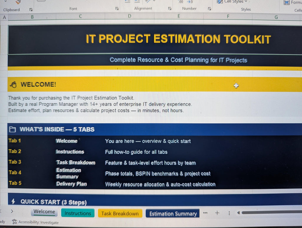 IT Project Estimation Toolkit | Resource & Delivery Planning | Cost Estimation