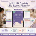 ADHD Anxiety Life Reset Planner | Fillable Printable PDF (Digital Download)