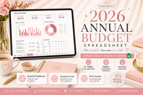 2026 Annual Budget Spreadsheet | Google Sheets Finance Planner (Digital Download)