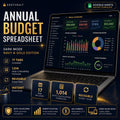 Annual Budget Spreadsheet Google Sheets | Navy Gold Dark Mode Planner (Digital Download)