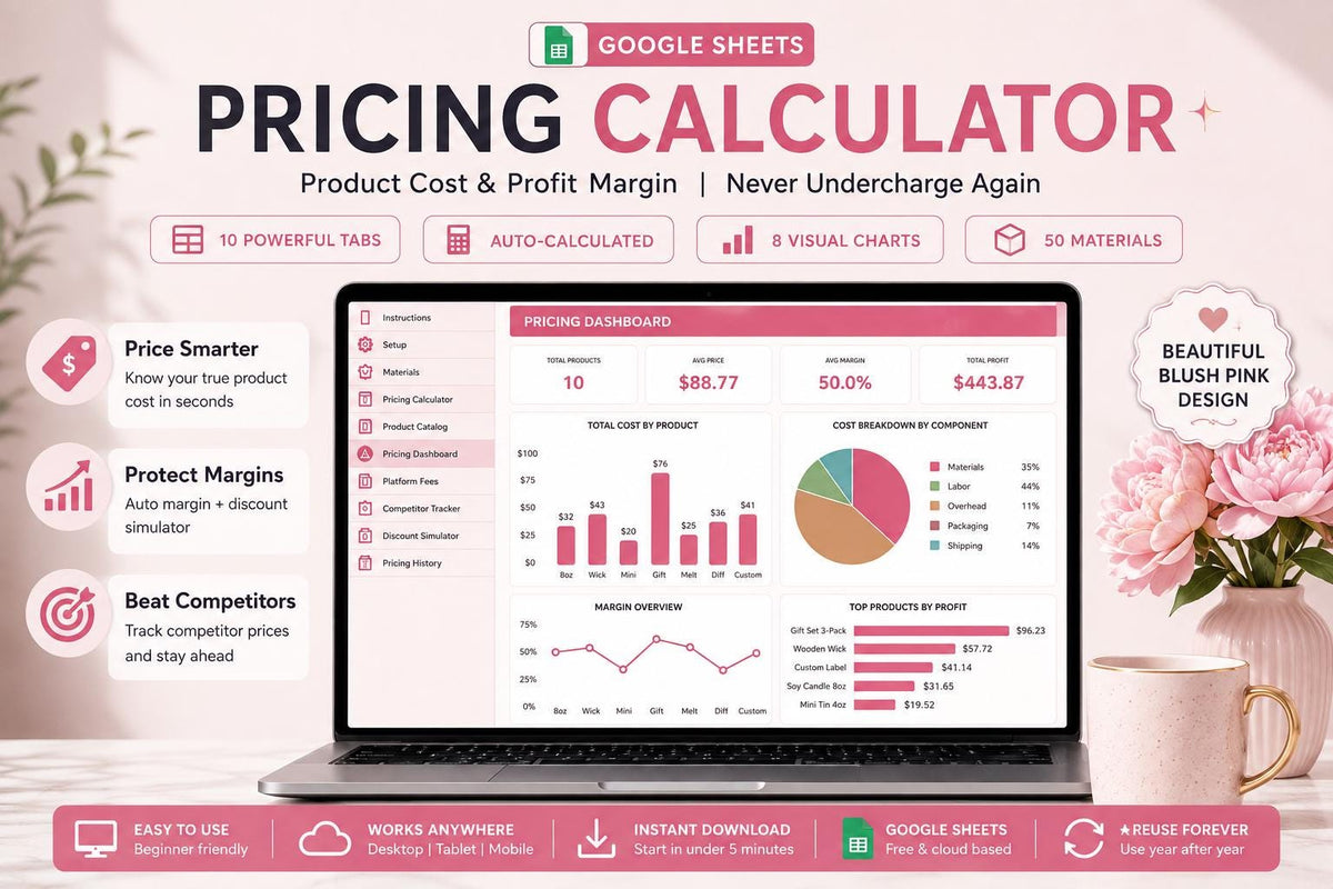 Google Sheets Pricing Calculator: Product Cost & Profit Margin Spreadsheet