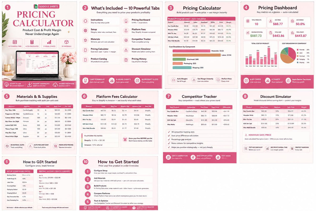 Google Sheets Pricing Calculator: Product Cost & Profit Margin Spreadsheet