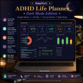 ADHD Life Planner Dark Mode Spreadsheet | Neurodivergent Night Owl Tracker (Google Sheets)