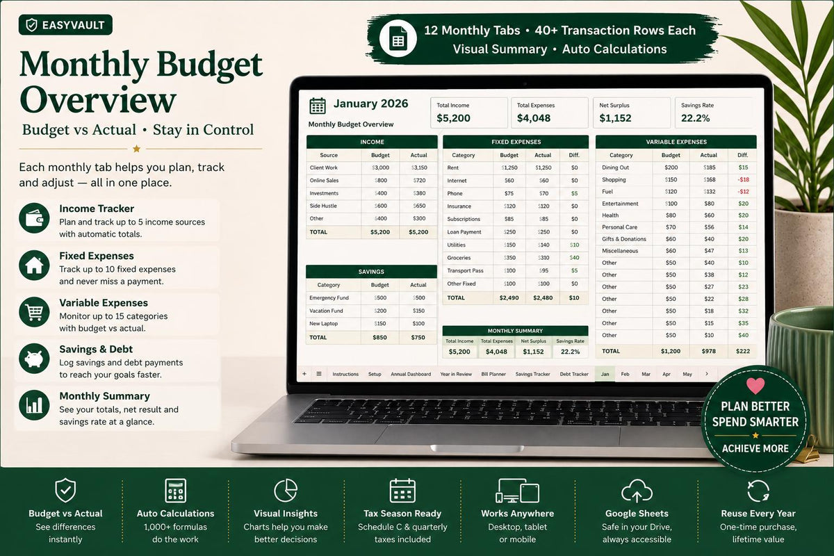 Self-Employed Tax Deduction Tracker: 1099 Freelancer Schedule C Expense Calculator (Google Sheets)