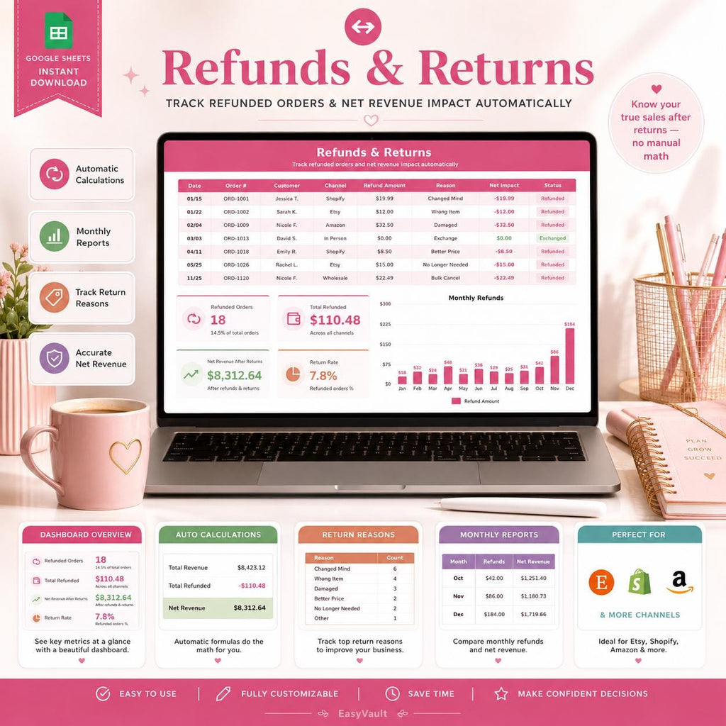 Small Business Sales Tracker: Google Sheets & Excel Monthly Annual Profit Log (Digital Download)