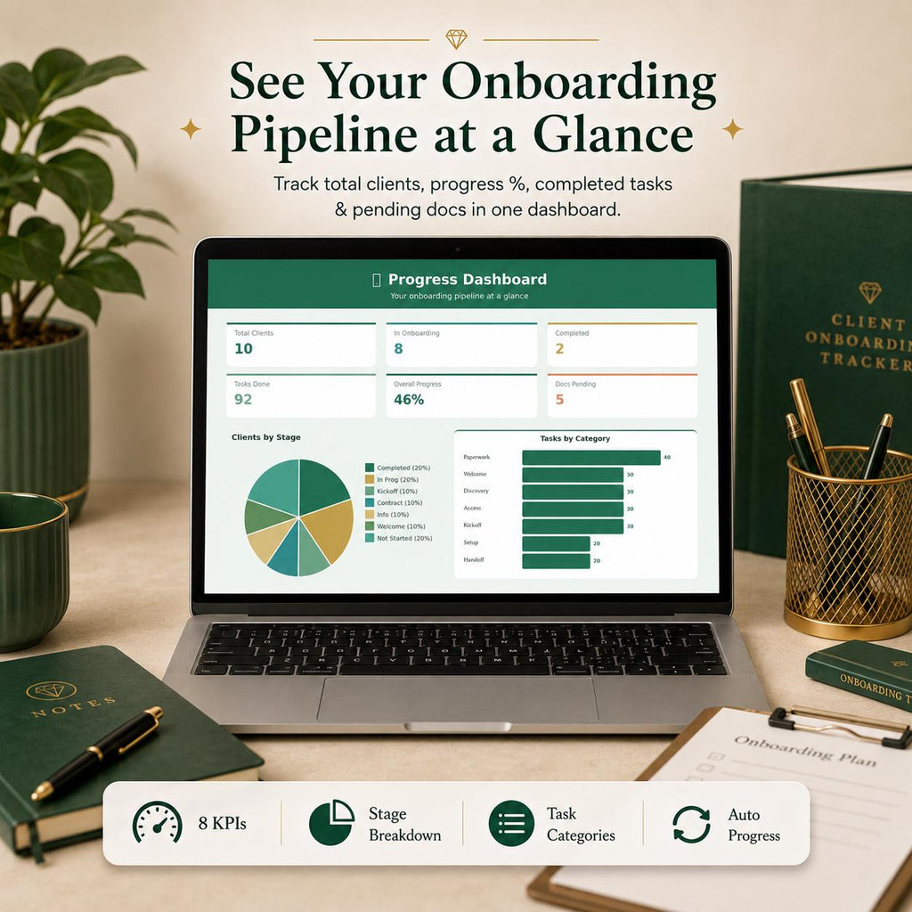 Client Onboarding Checklist Spreadsheet: Tracker, Template, Management (Google Sheets)