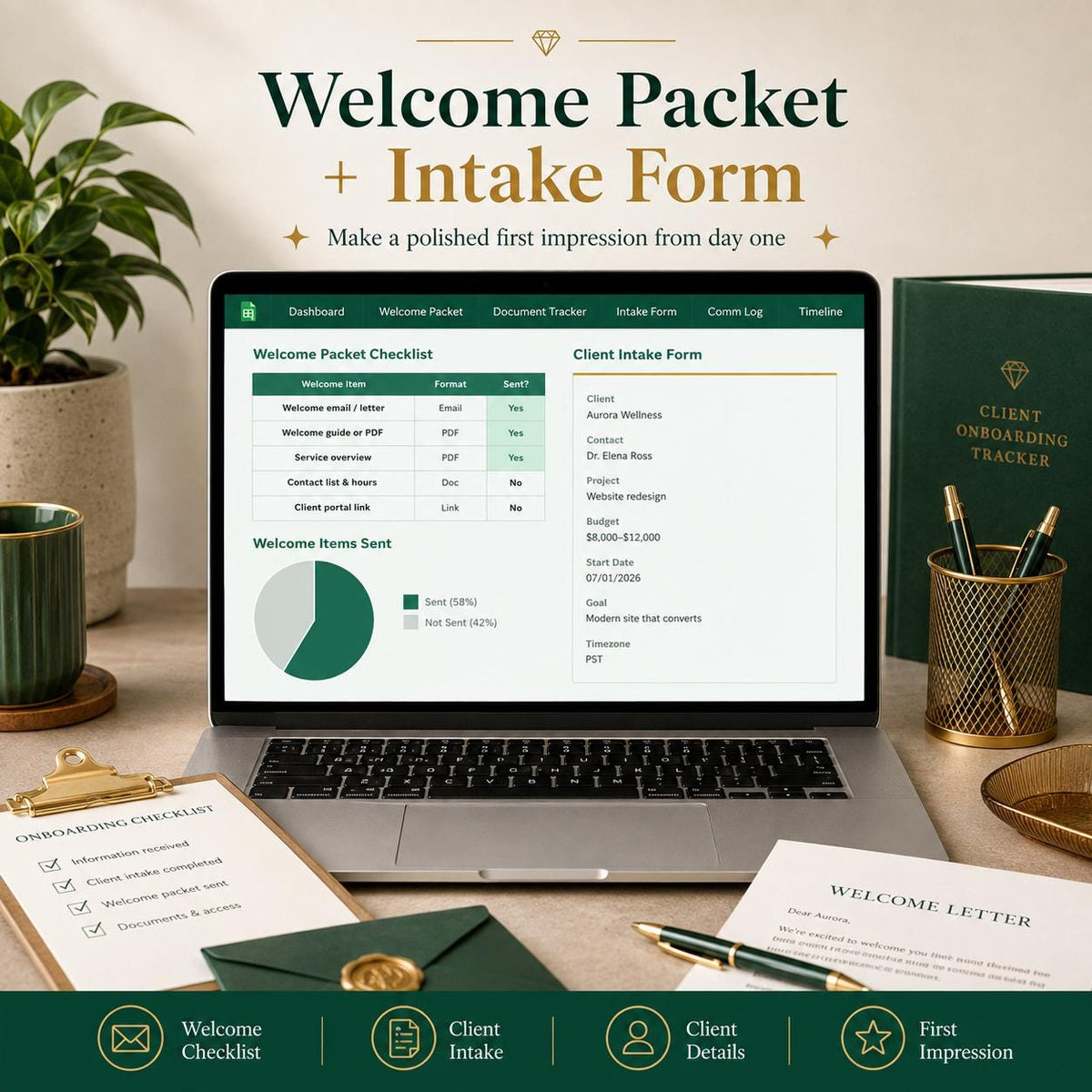Client Onboarding Checklist Spreadsheet: Tracker, Template, Management (Google Sheets)