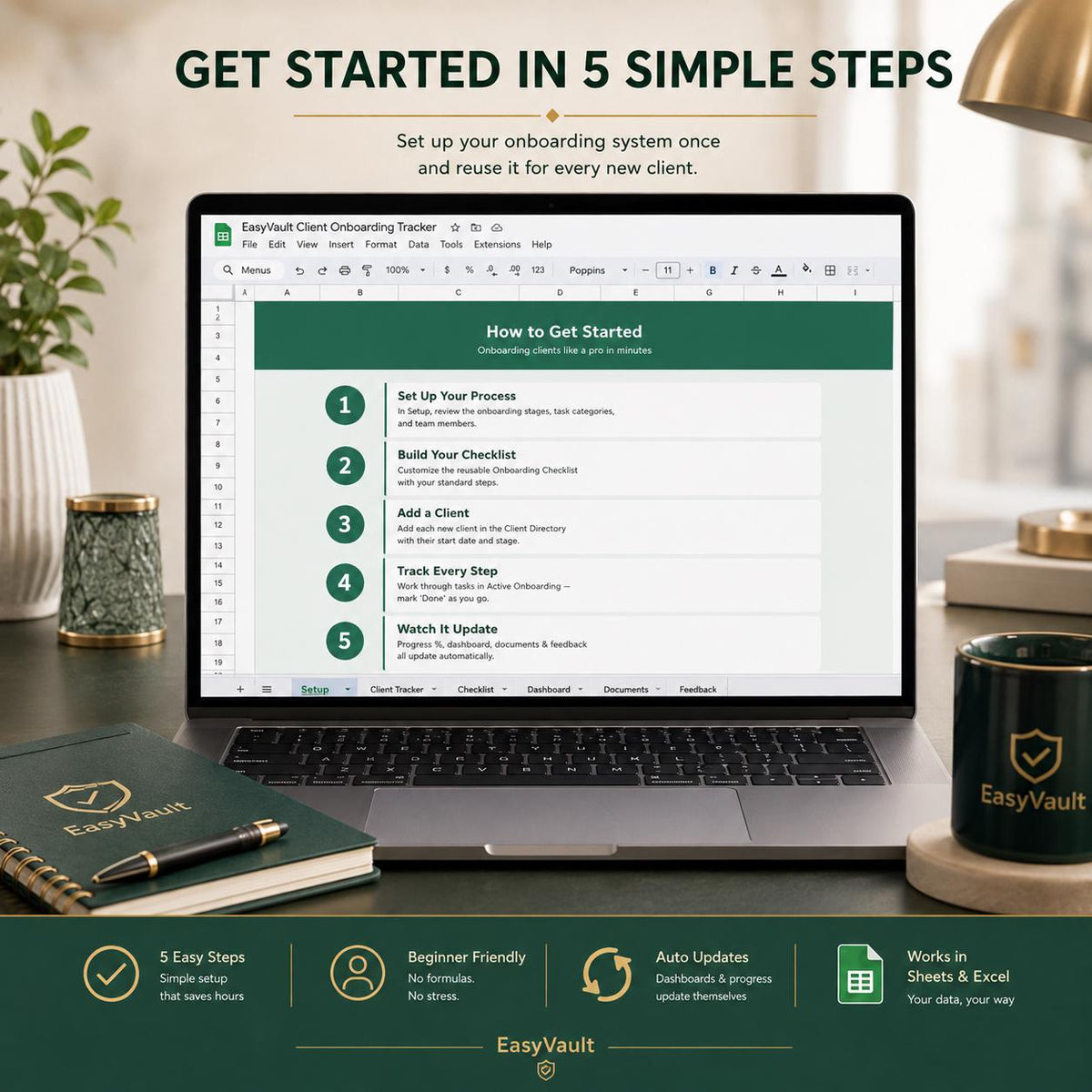 Client Onboarding Checklist Spreadsheet: Tracker, Template, Management (Google Sheets)
