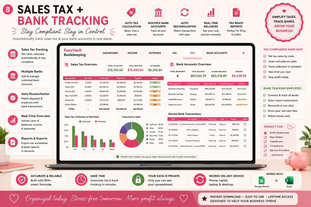 Small Business Bookkeeping Template: Income Expense Profit Loss Tracker (Google Sheets)