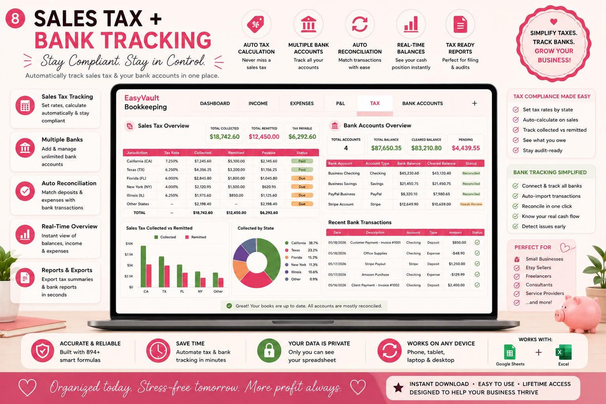 Small Business Bookkeeping Template: Income Expense Profit Loss Tracker (Google Sheets)