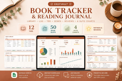 ADHD Book Tracker Google Sheets Reading Journal | TBR Series Log (Digital Download)