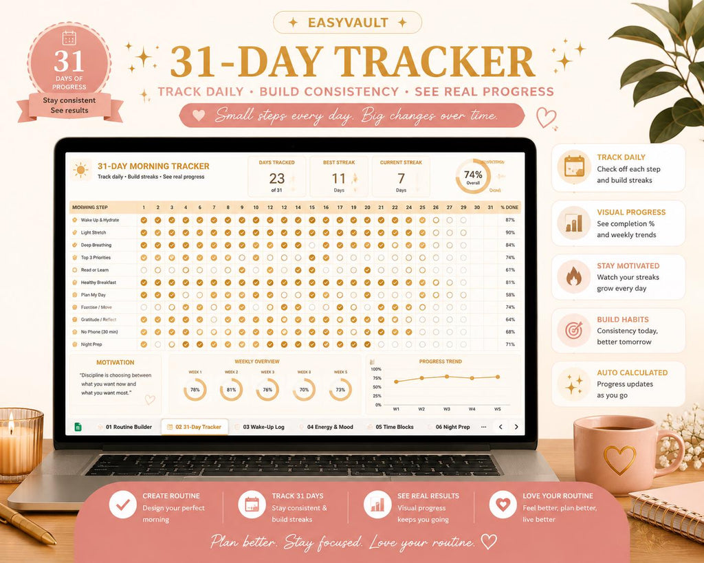 ADHD Morning Routine Planner | 31-Day Habit Tracker (Google Sheets)