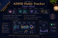 ADHD Habit Tracker Dark Mode Google Sheets | Daily Weekly Monthly Streak Planner