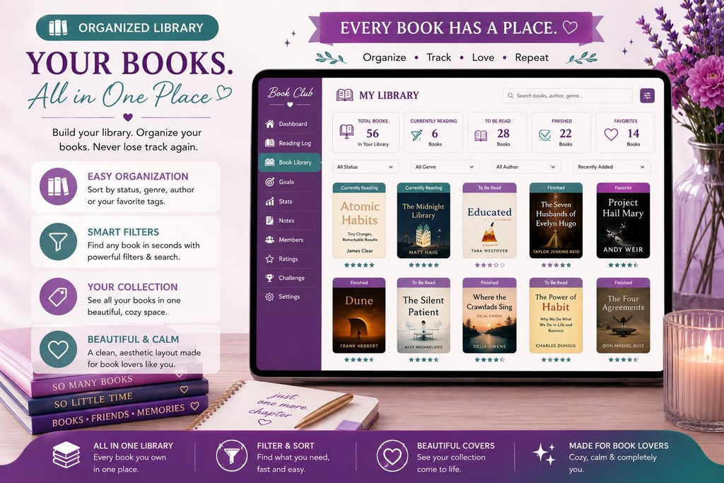 Book Club Tracker Google Sheets | Member Rotation, Ratings, Discussion Notes (Digital Download)