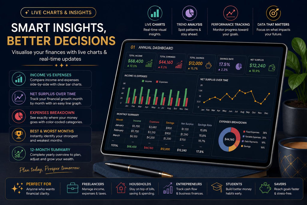 Year at a Glance Planner 2026 Dark Mode | Google Sheets Yearly Calendar | Annual Overview Planner