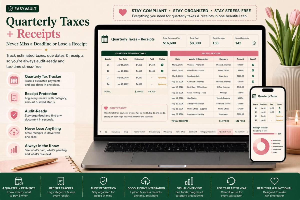Self-Employed Tax Deduction Tracker: 1099 Freelancer Schedule C Expense Calculator (Google Sheets)