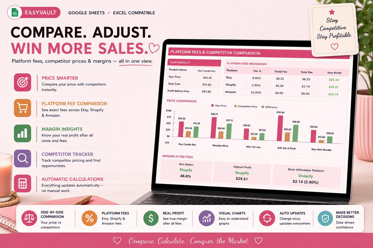 Pricing Calculator Spreadsheet: Product Cost & Profit Margin (Google Sheets, Excel)