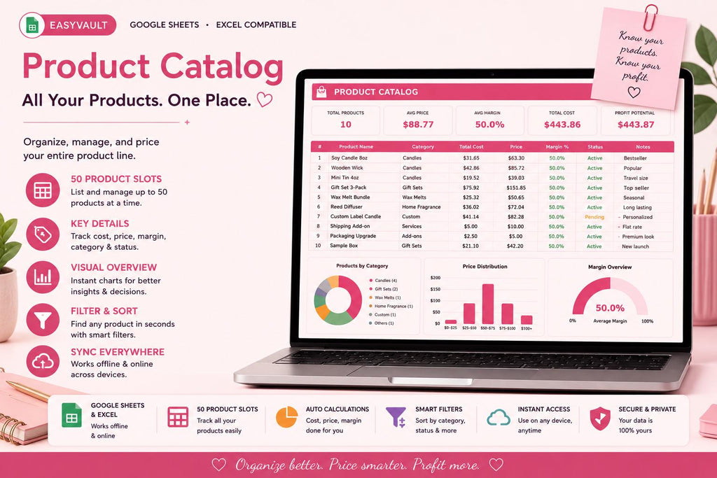 Pricing Calculator Spreadsheet: Product Cost & Profit Margin (Google Sheets, Excel)