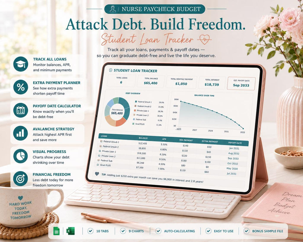 Nurse Paycheck Budget Spreadsheet: Shift Income Planner, RN Salary Tracker (Google Sheets)