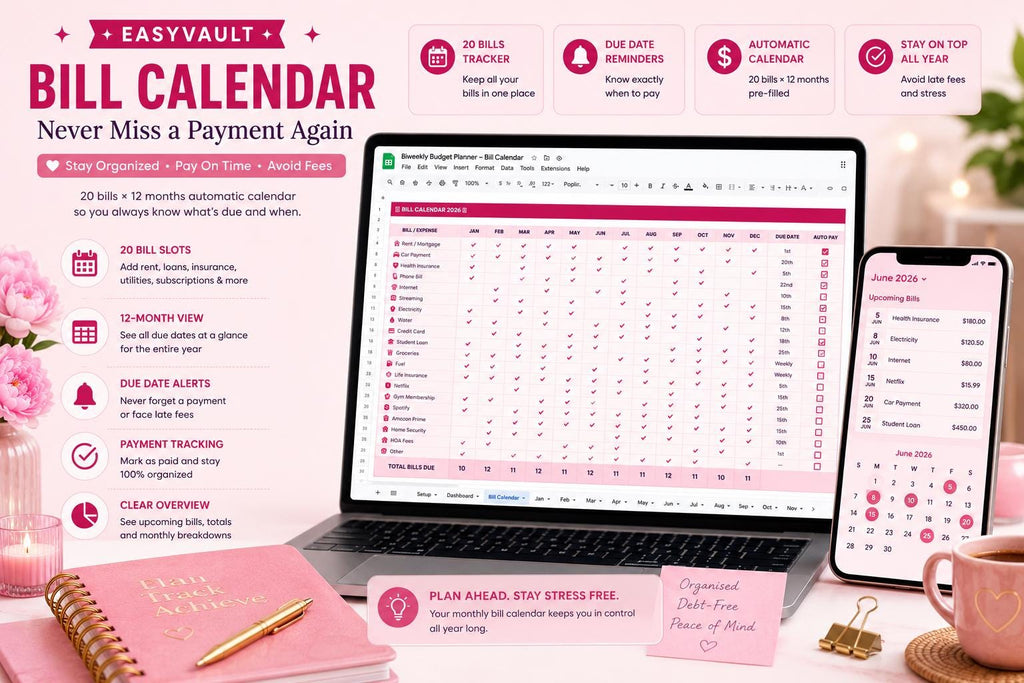 Biweekly Budget Planner | PC1/PC2 Monthly View, 816 Formulas (Google Sheets)