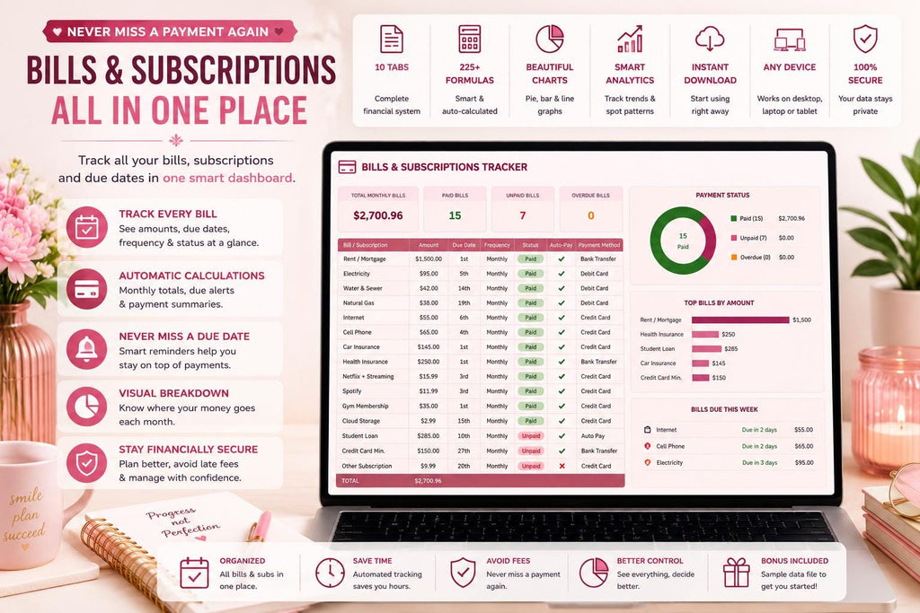 Monthly Budget Spreadsheet: Blush Pink Google Sheets Planner (Digital Download)