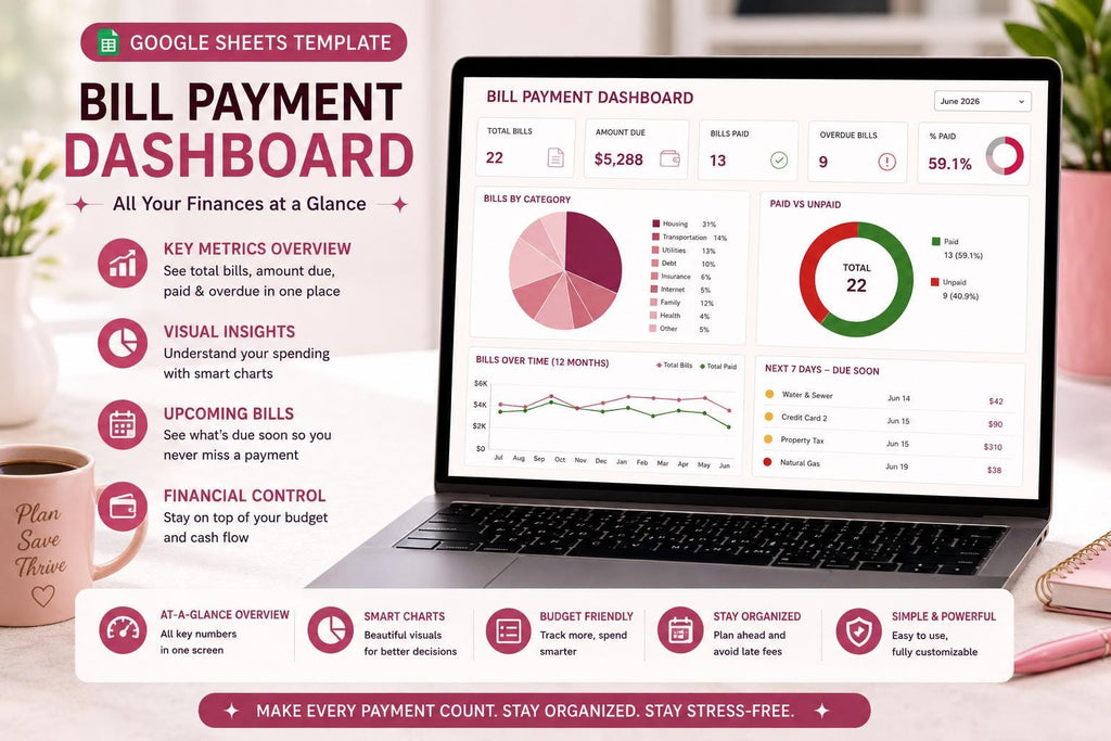 Blush Pink Bill Payment Calendar & Tracker (Google Sheets Template)