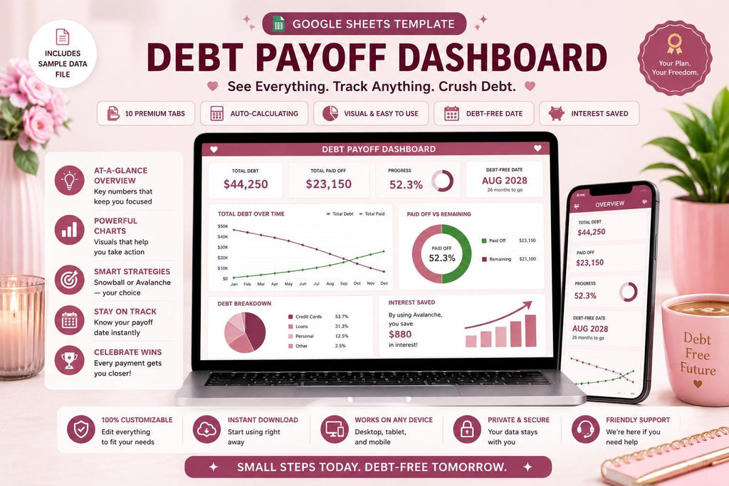 Debt Snowball & Avalanche Tracker: Google Sheets Payoff Planner (Digital Download)