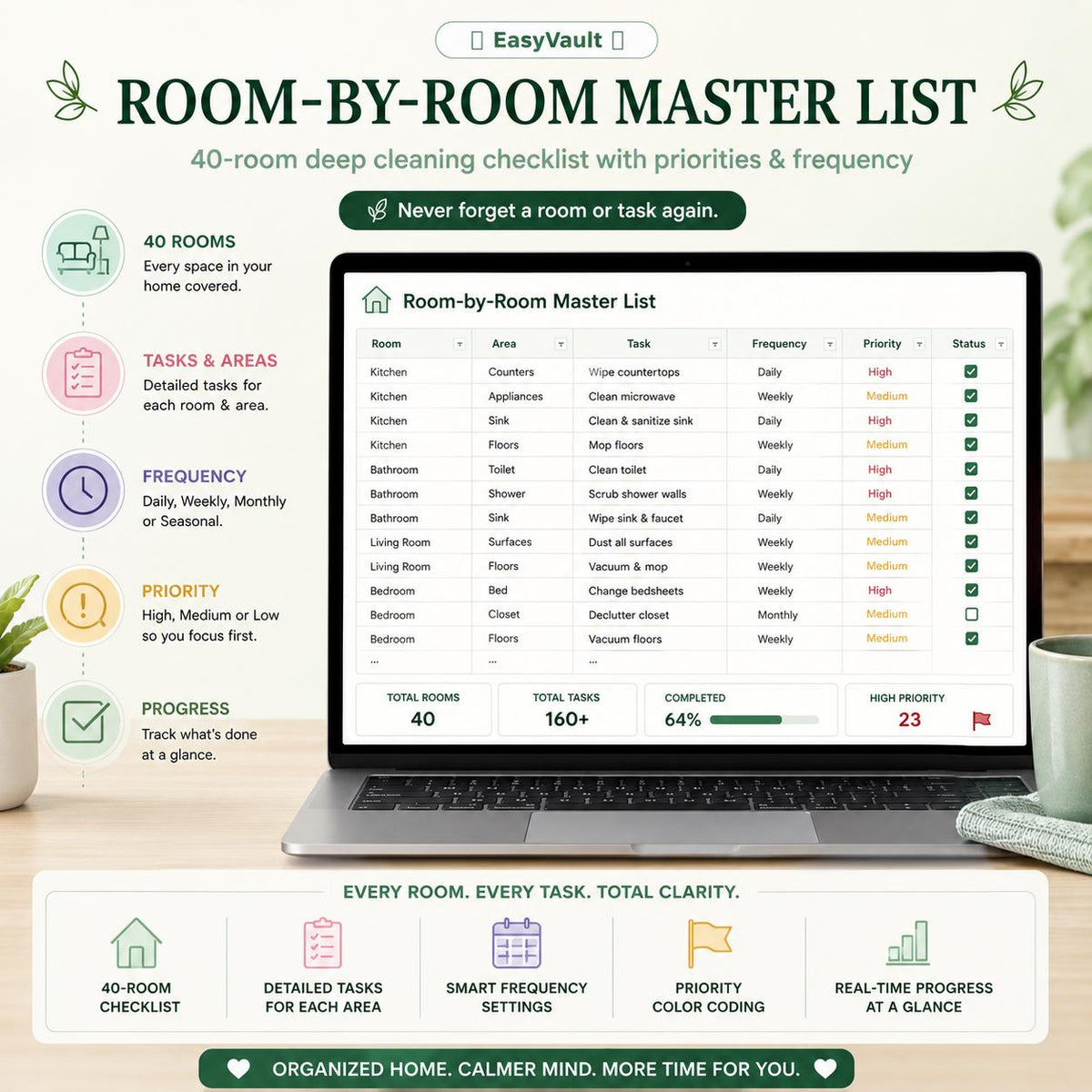 ADHD Cleaning Planner Google Sheets Chore Chart | 31-Day Tracker Schedule (Digital Download)