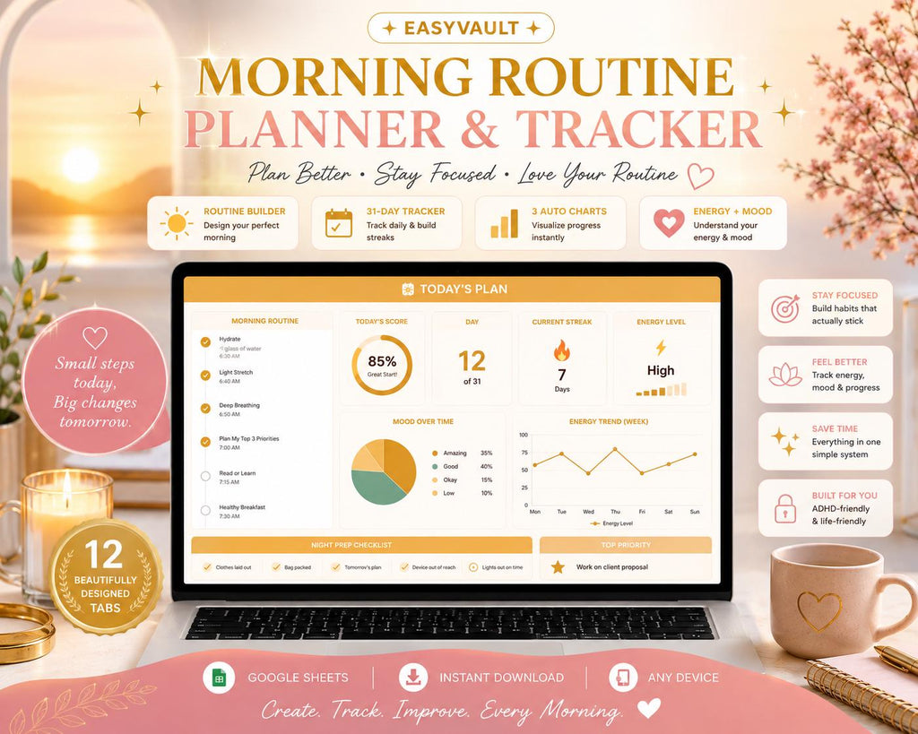 ADHD Morning Routine Planner | 31-Day Habit Tracker (Google Sheets)