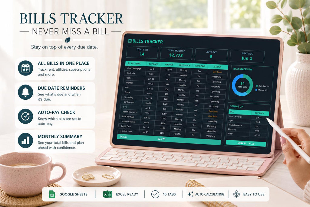 Dark Mode Personal Finance Dashboard: All-in-One Budget Tracker (Google Sheets)