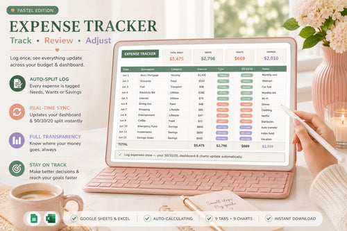 50/30/20 Budget Spreadsheet: Monthly Paycheck Planner (Google Sheets)