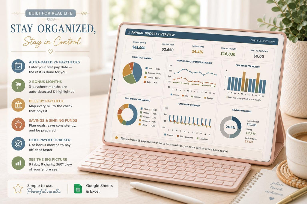 Zero-Based Budget Spreadsheet: Terracotta Edition, Google Sheets, 9 Charts (Digital Download)