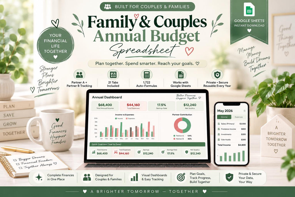 Couples Budget Spreadsheet | Joint Finance Tracker, Bill Split (Google Sheets)