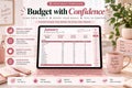 Money Mastery Annual Budget Planner: Fillable PDF, Rose Gold Design (Digital Download)