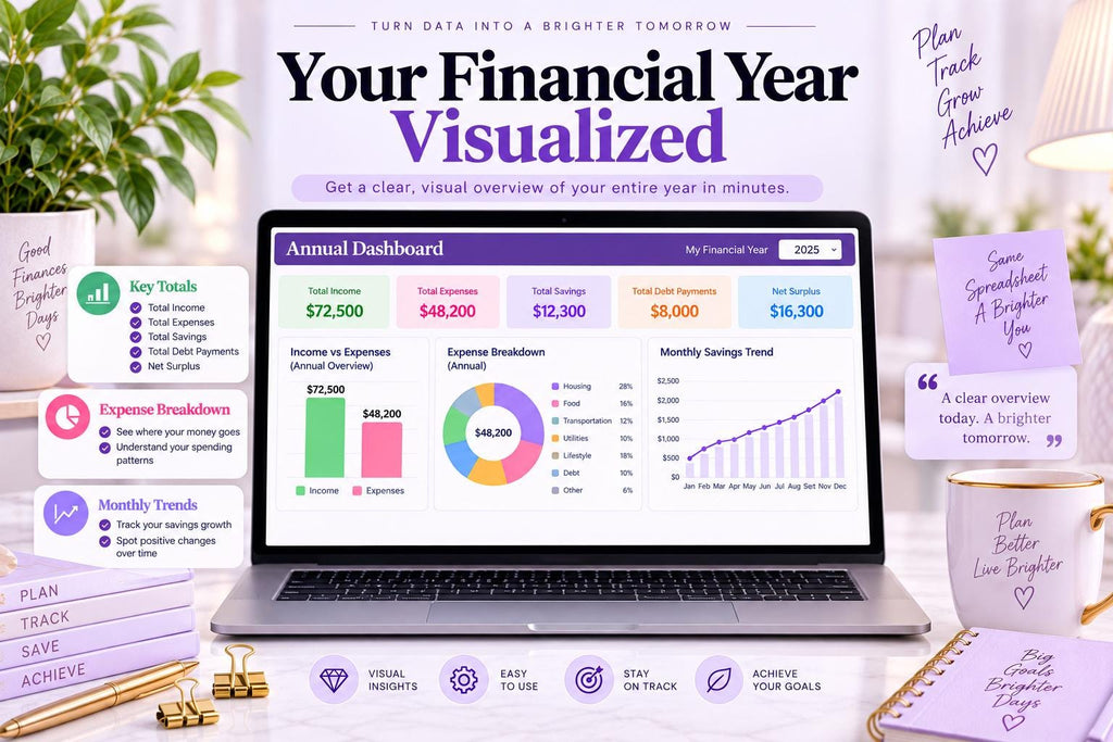 2026 Year at a Glance Planner | Google Sheets Annual Overview (Digital Download)