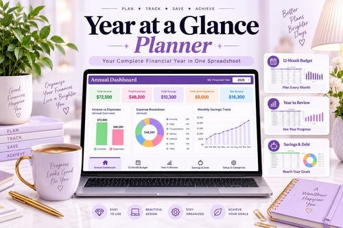 2026 Year at a Glance Planner | Google Sheets Annual Overview (Digital Download)