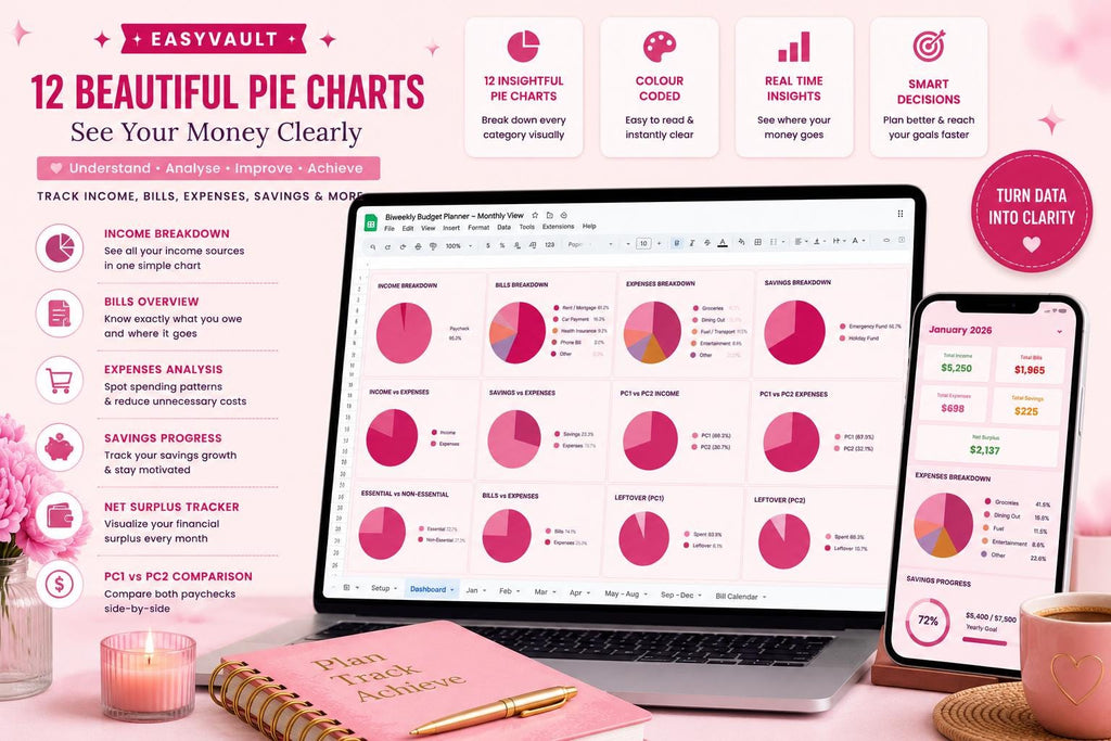 Biweekly Budget Planner | PC1/PC2 Monthly View, 816 Formulas (Google Sheets)