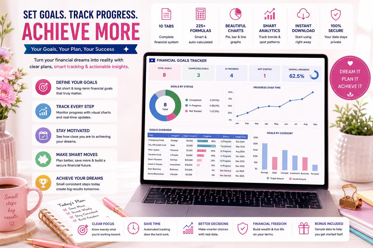 Monthly Budget Spreadsheet: Blush Pink Google Sheets Planner (Digital Download)