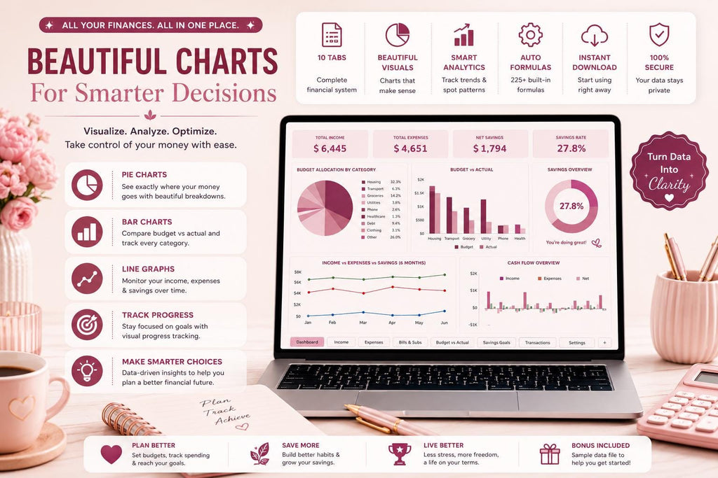 Monthly Budget Spreadsheet: Blush Pink Google Sheets Planner (Digital Download)