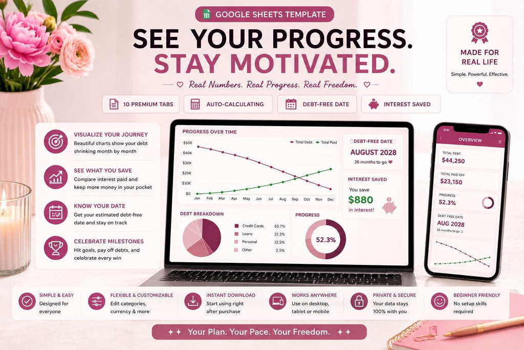 Debt Snowball & Avalanche Tracker: Google Sheets Payoff Planner (Digital Download)