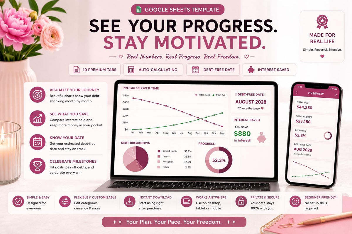 Debt Snowball & Avalanche Tracker: Google Sheets Payoff Planner (Digital Download)