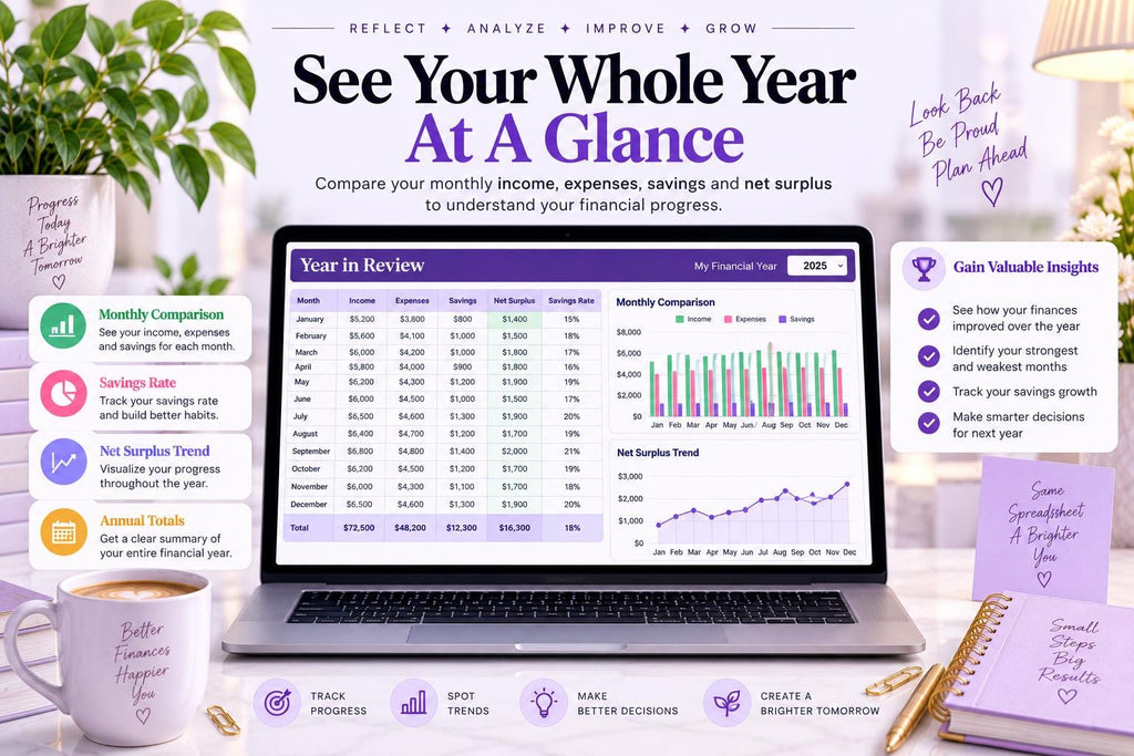 2026 Year at a Glance Planner | Google Sheets Annual Overview (Digital Download)