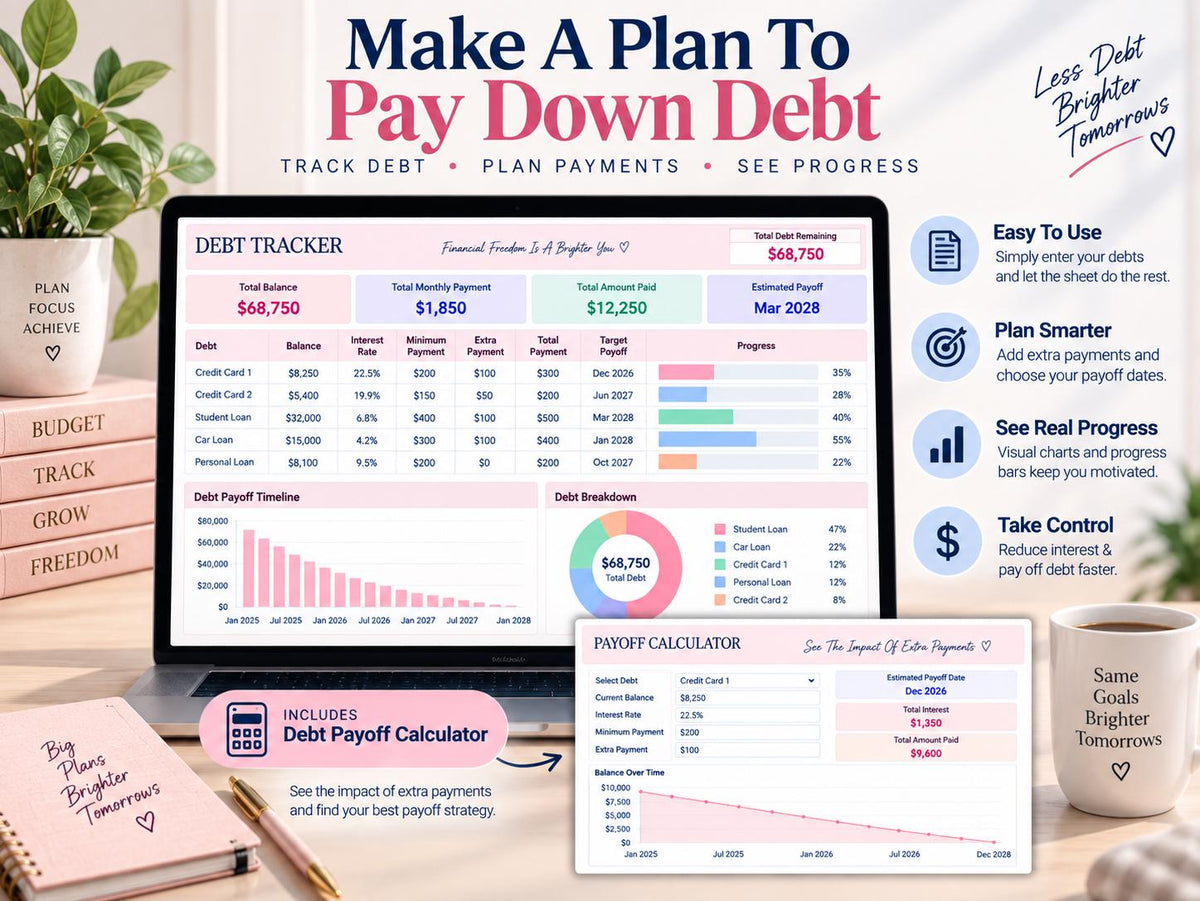 Paycheck Budget Planner 2026 | Biweekly Bill Tracker, 50/30/20 Calculator (Digital Download)